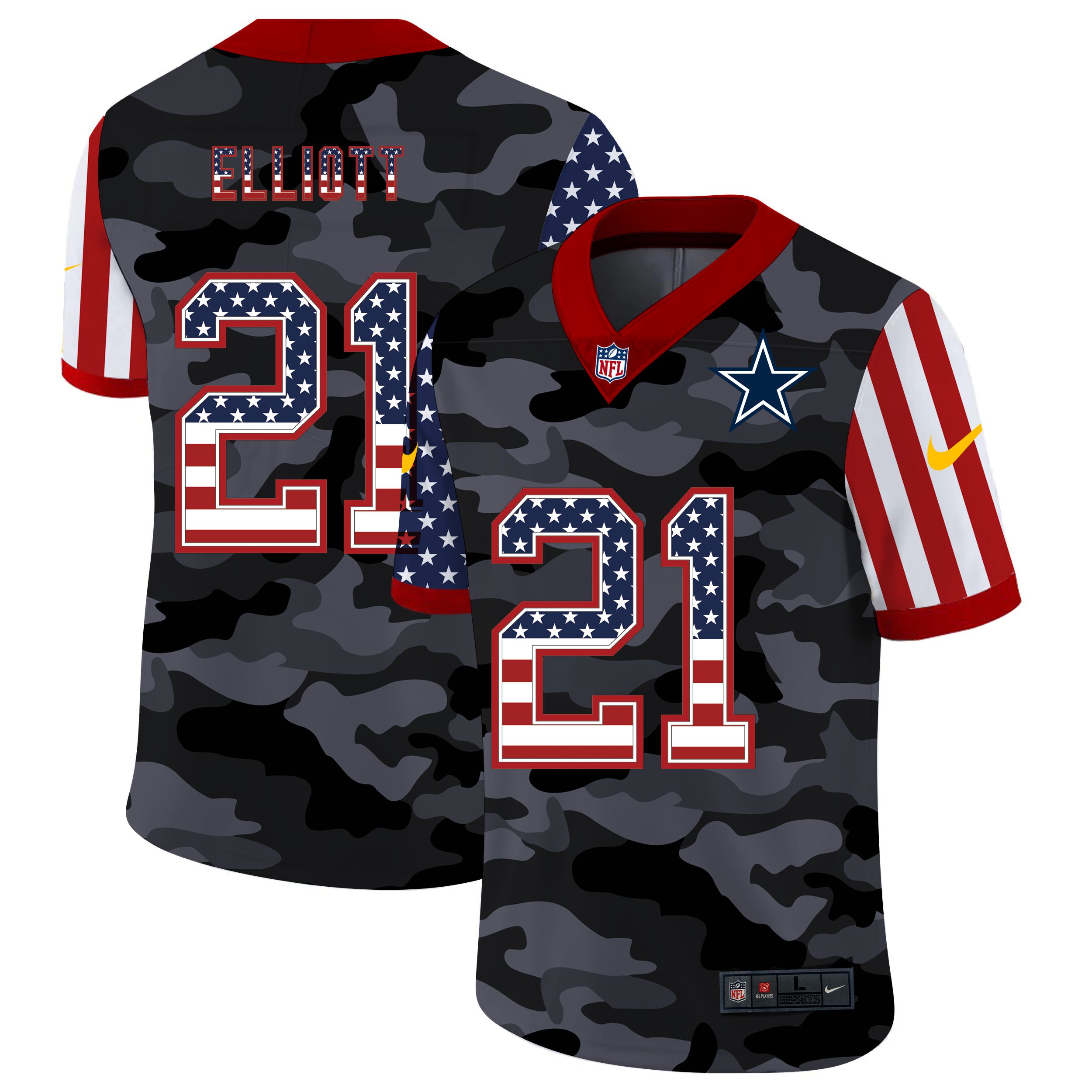 Men Dallas cowboys #21 Elliott 2020 Nike USA Camo Salute to Service Limited NFL Jerseys